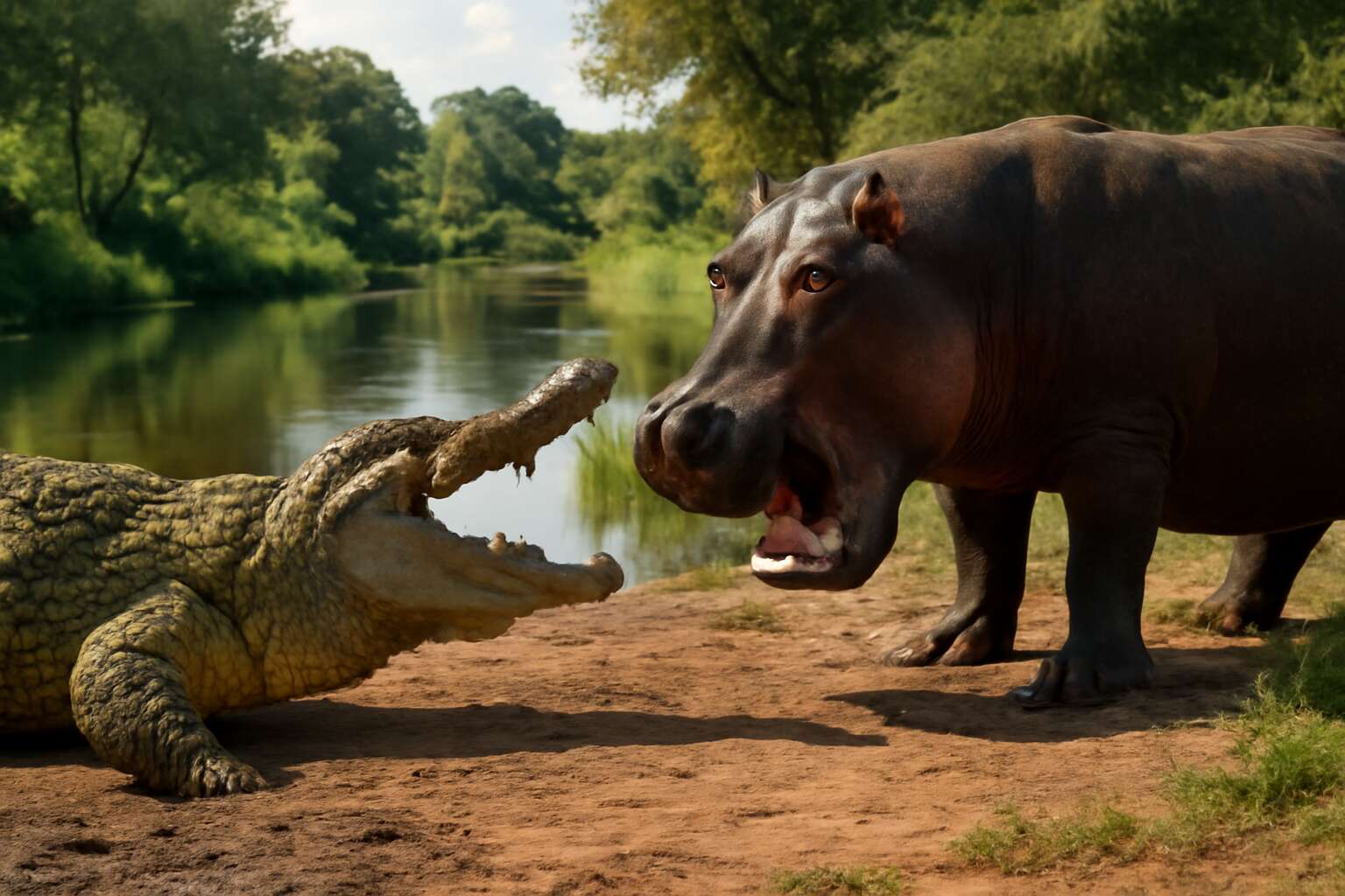 crocodile versus hippo