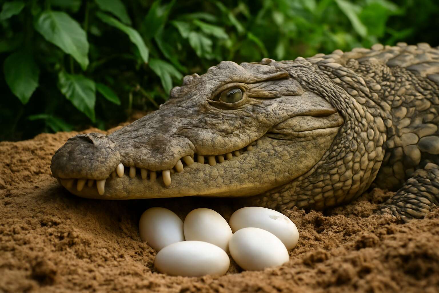 how crocodile lay eggs