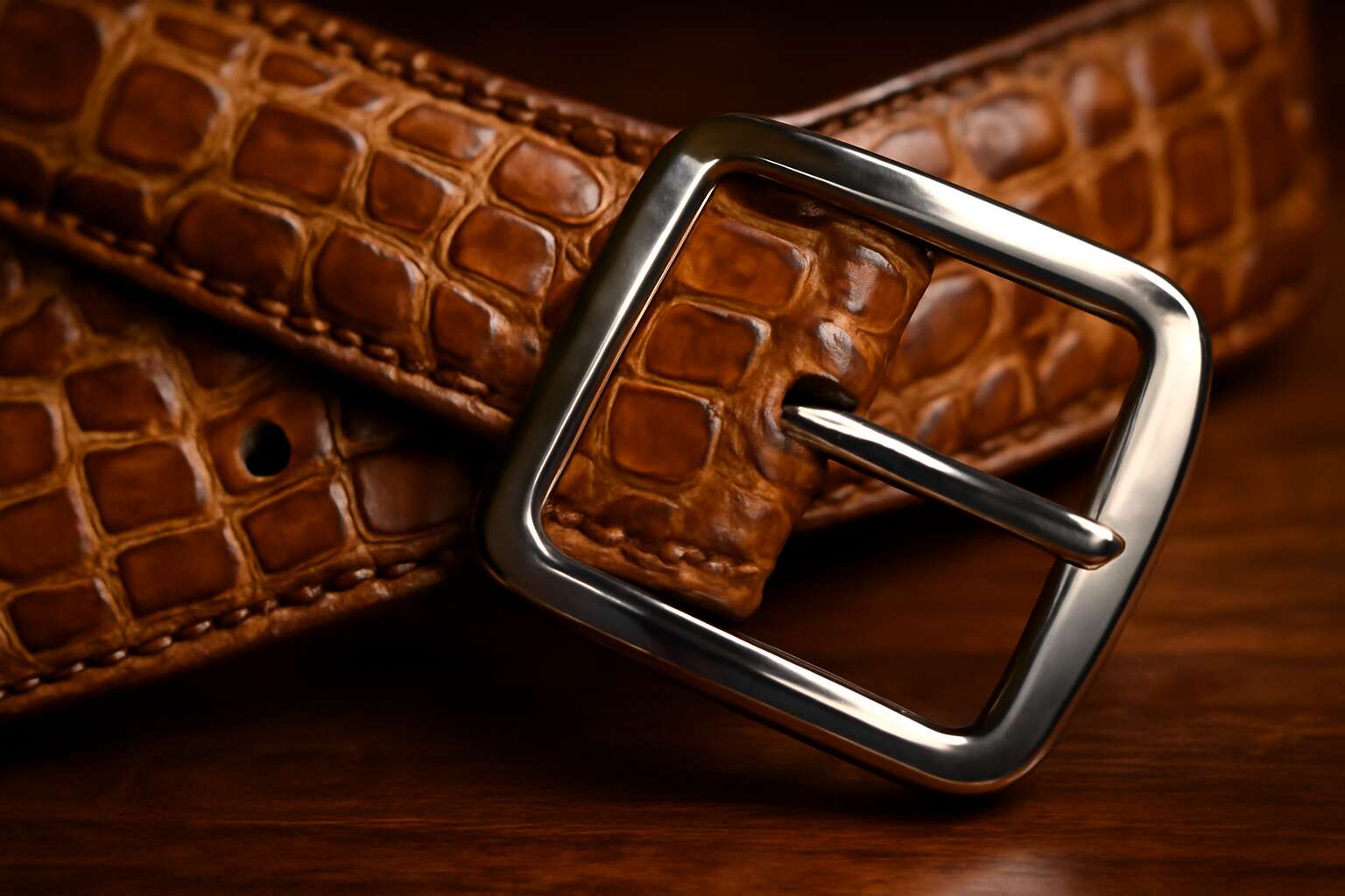 crocodile leather belt