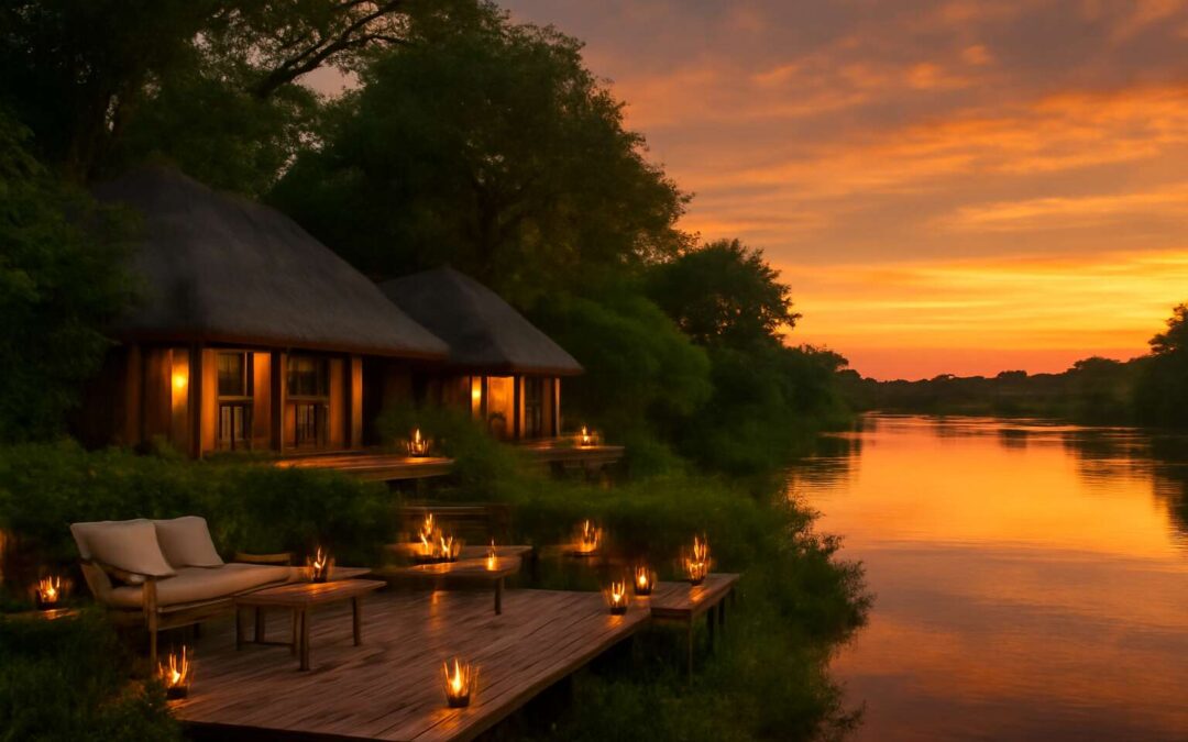 Escape to crocodile river lodge for thrilling safaris and stunning sunsets.