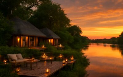 Escape to crocodile river lodge for thrilling safaris and stunning sunsets.